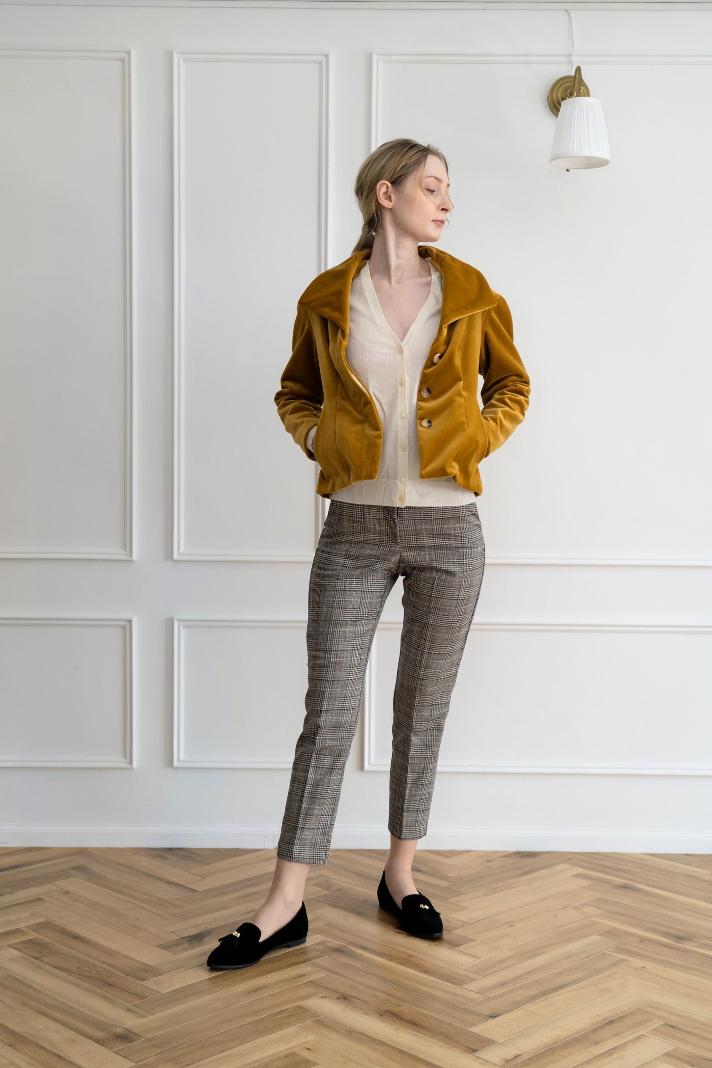 velvet pleated back jacket