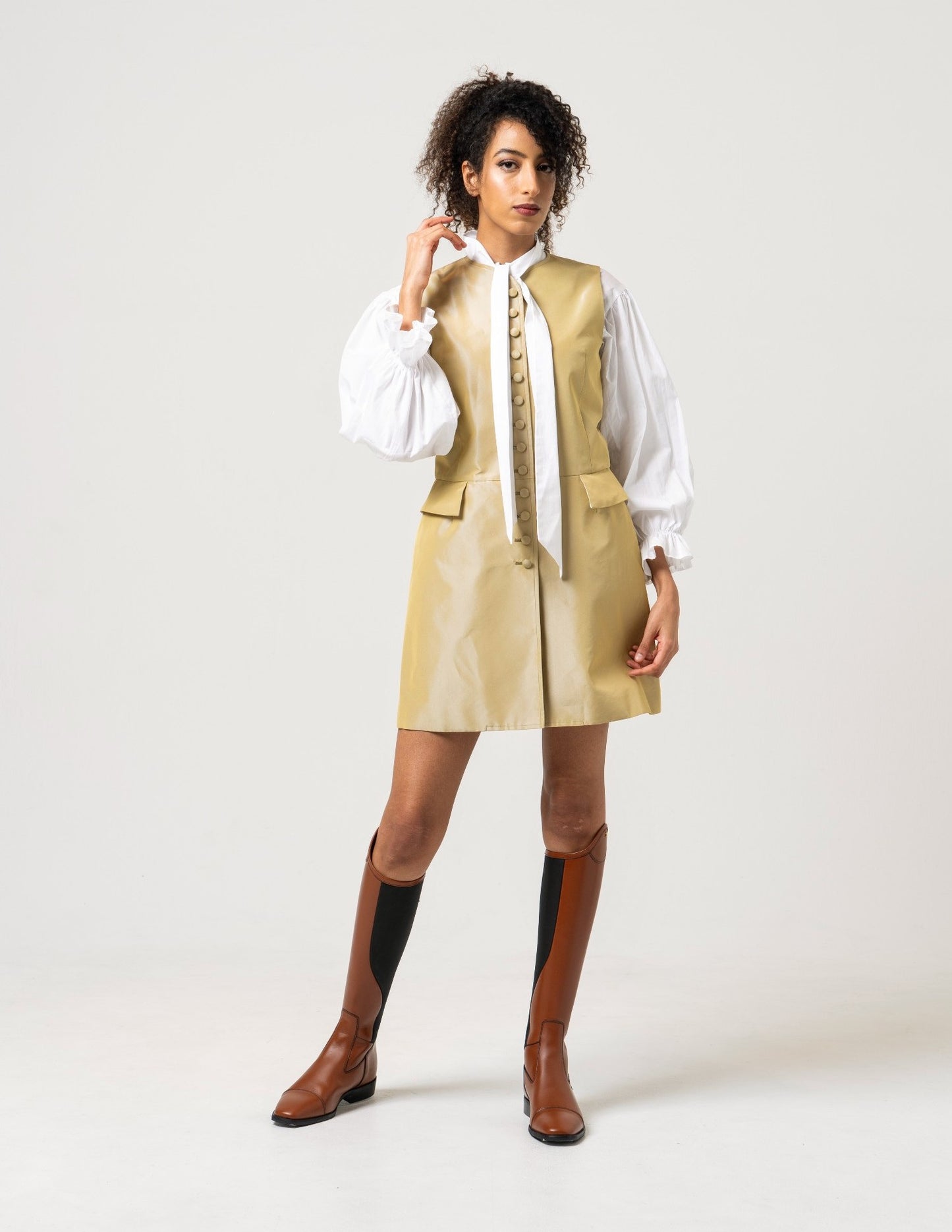 Silk taffeta vest dress *Made to order