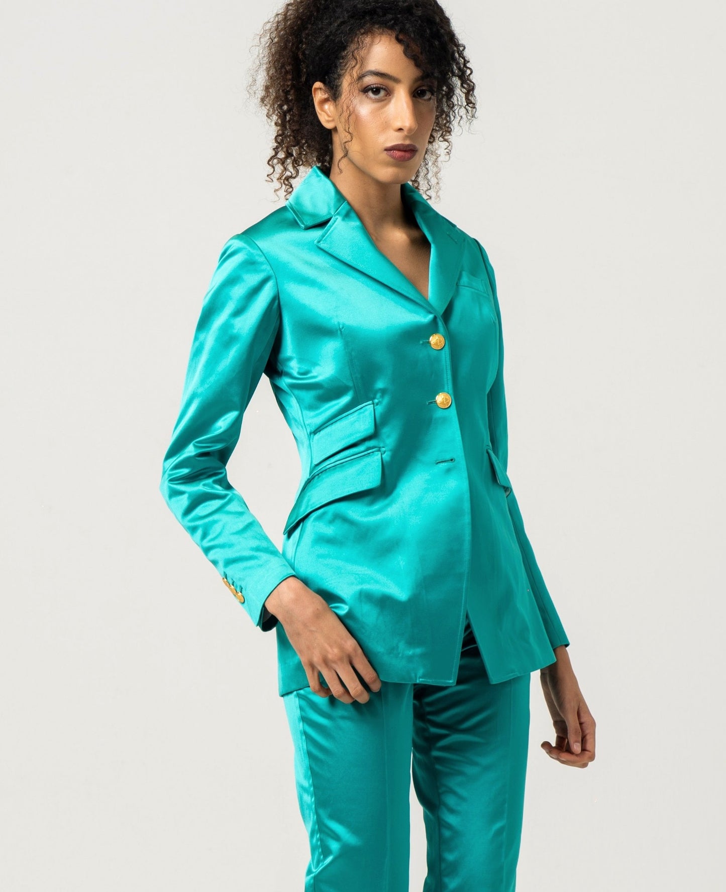 Emerald satin jacket *Made to order