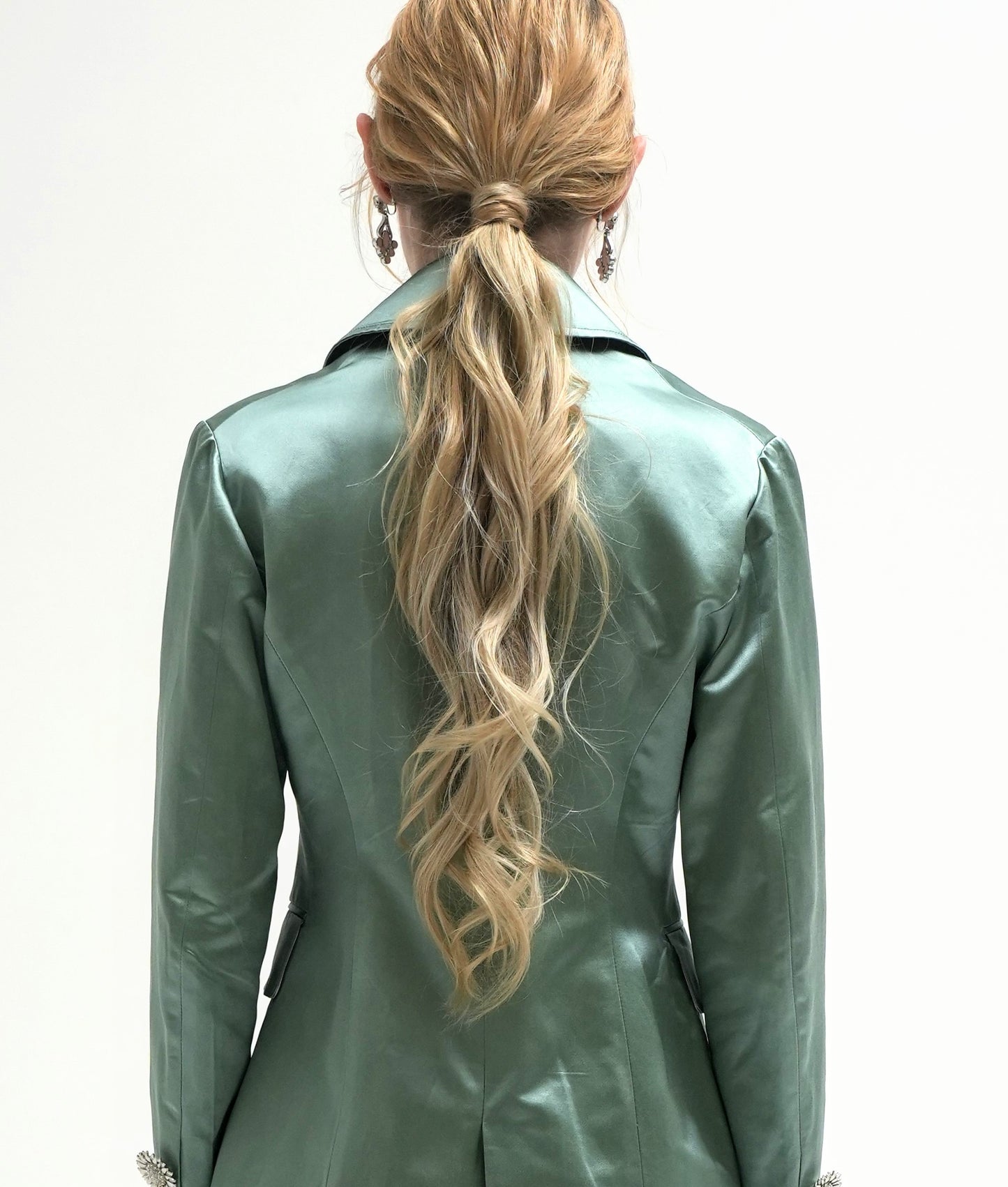 Silk cotton satin rhinestone button coat *Made to order