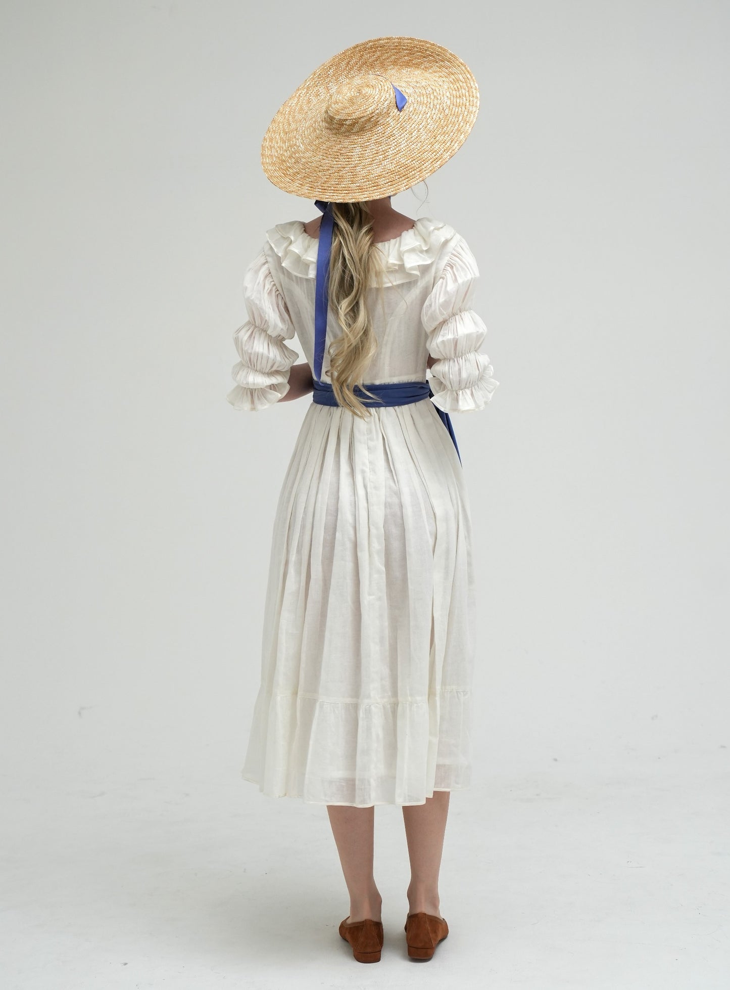 Muslin cotton ruffle collar chemise dress