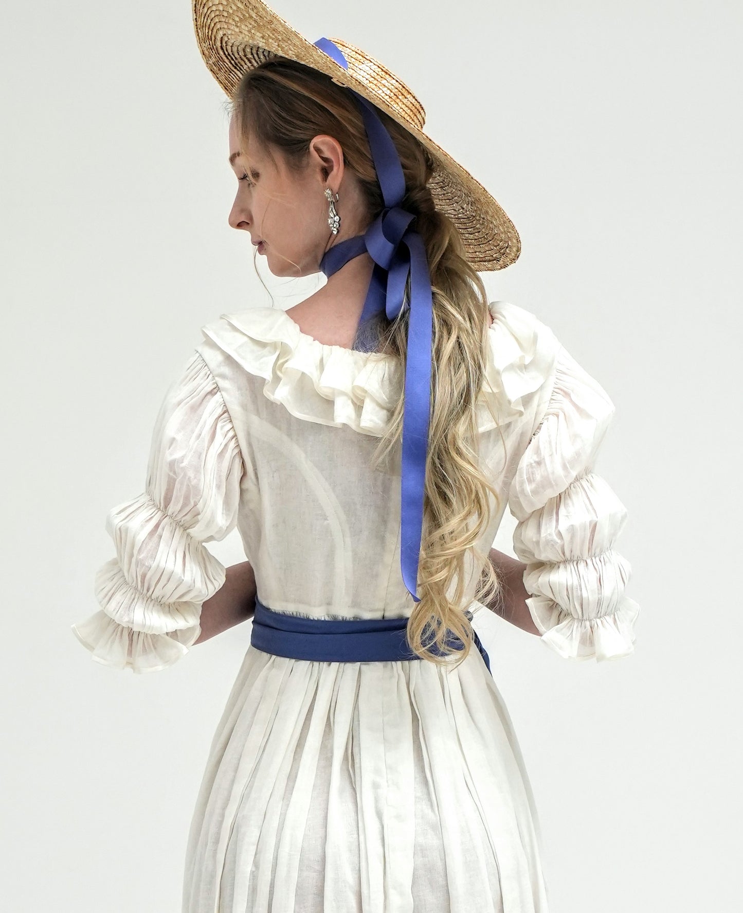 Muslin cotton ruffle collar chemise dress