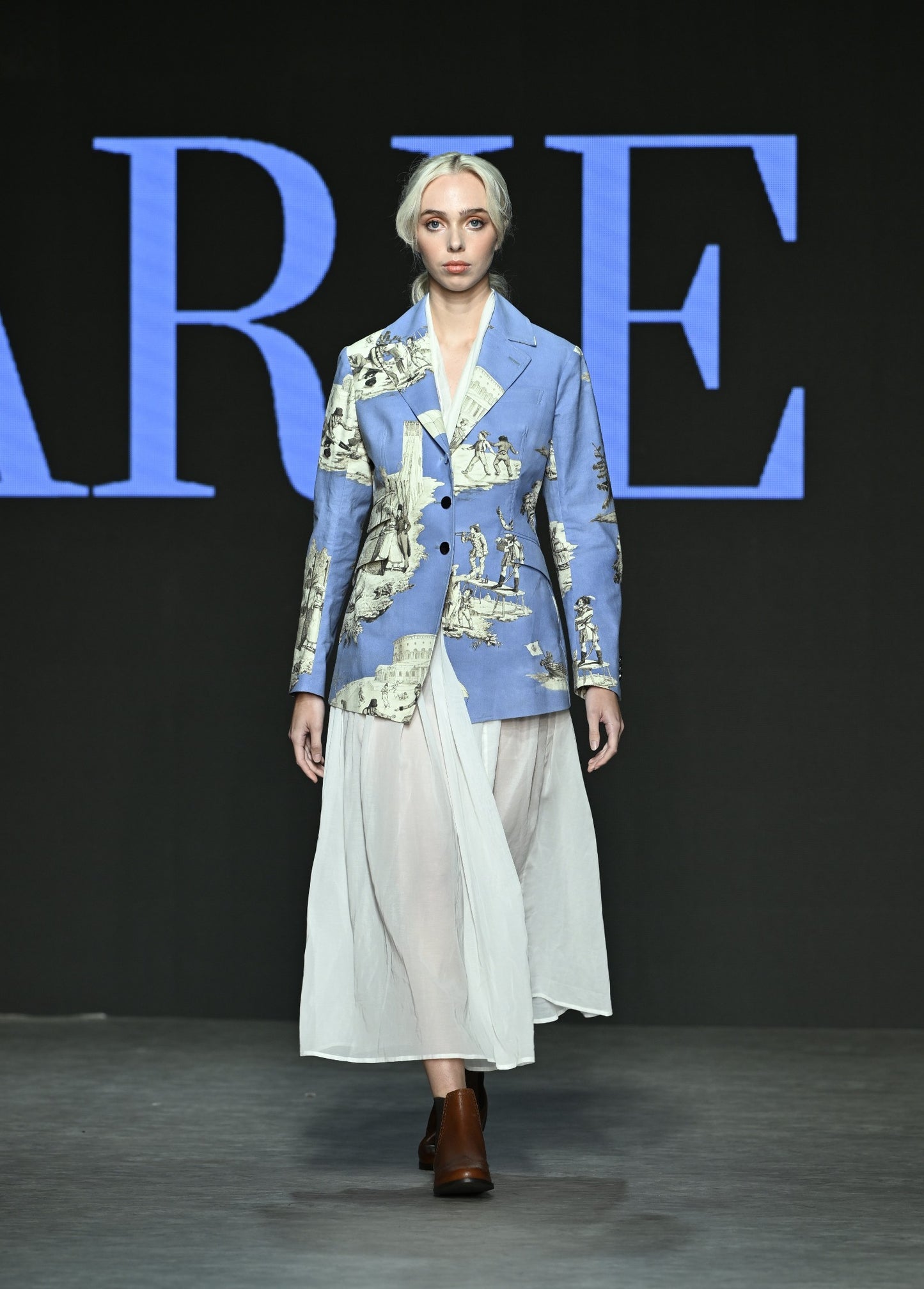Toile de Jouy printed cotton canvas blazer *Made to order