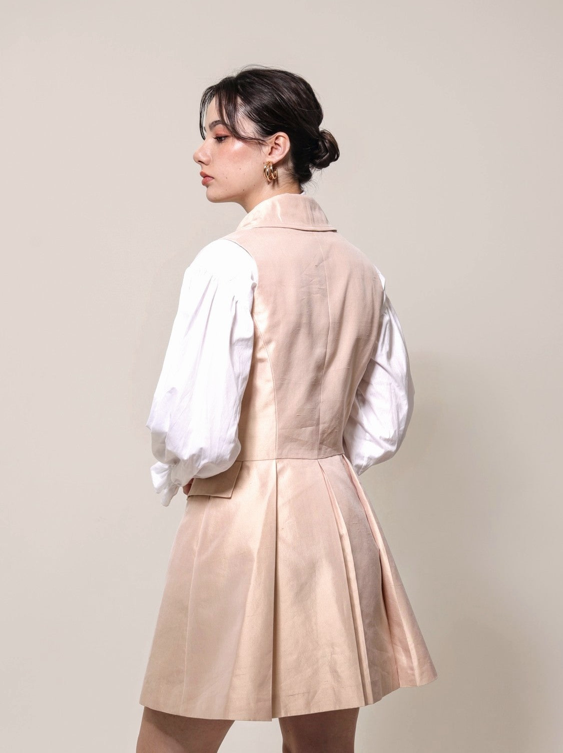 Cotton silk shantung double-breasted vest *Made to order