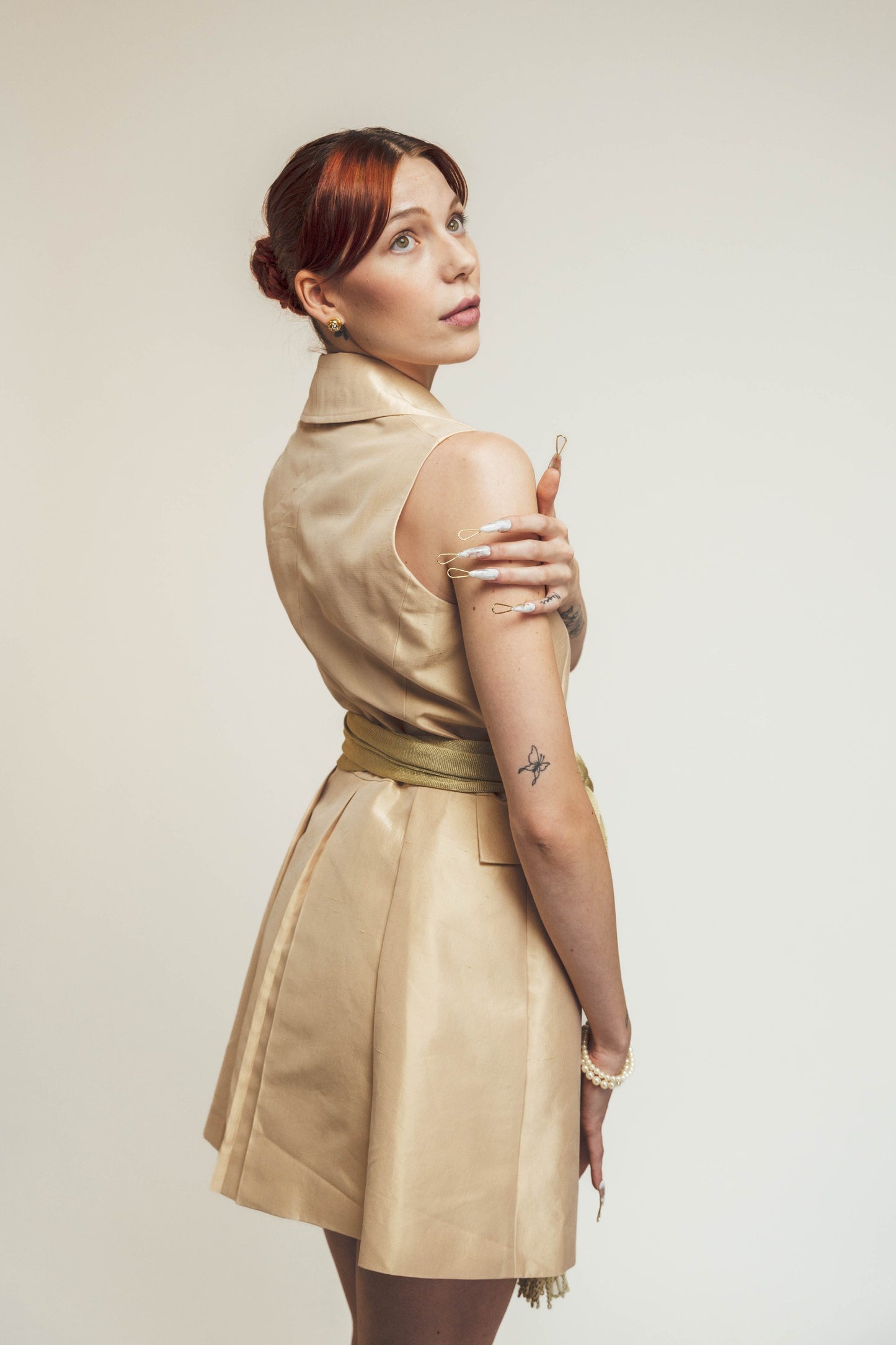 Cotton silk shantung double-breasted vest *Made to order