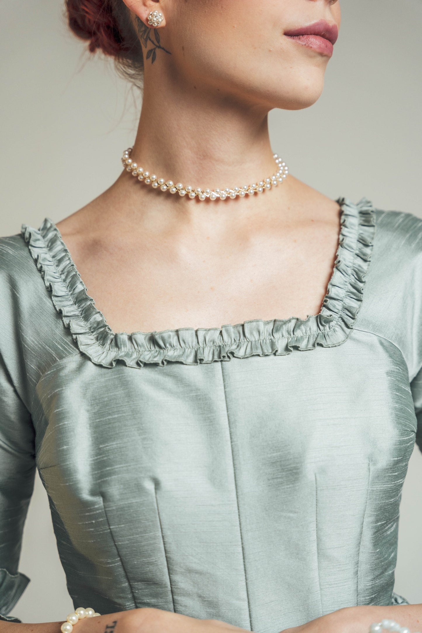 Celadon raglan sleeve cocktail dress *Made to order