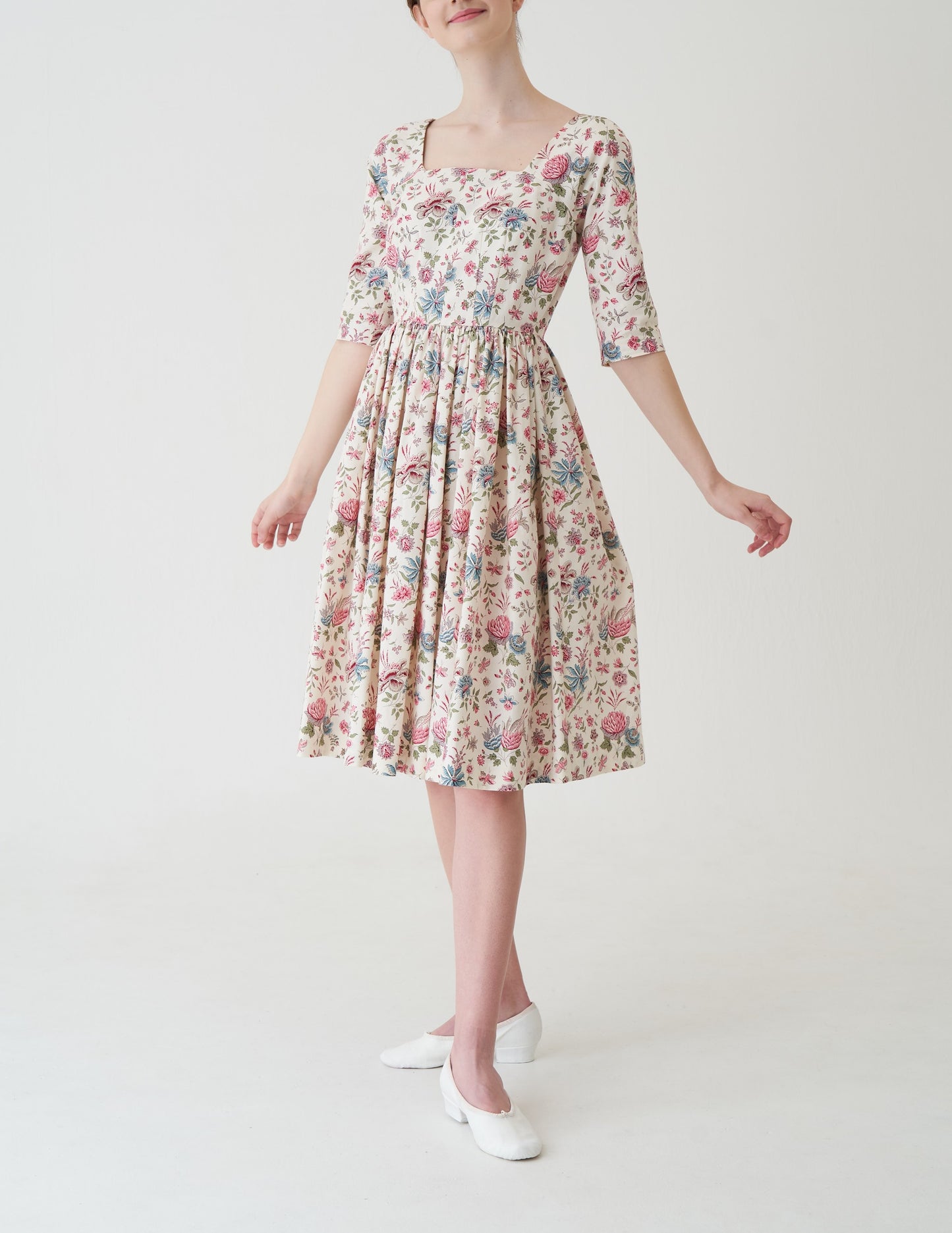 Cotton Provencal floral print dress *Made to order