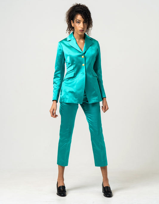 Emerald satin jacket *Made to order
